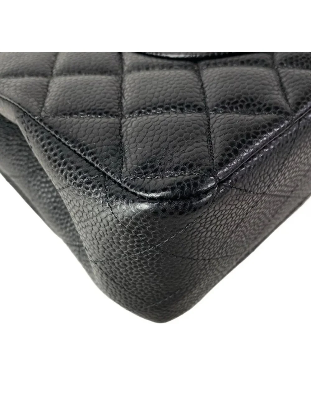 Chanel Shoulder Bag Double Flap Quilted Black Chain Silver